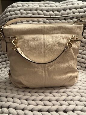 Leather Shoulder Bag in Cream - coach